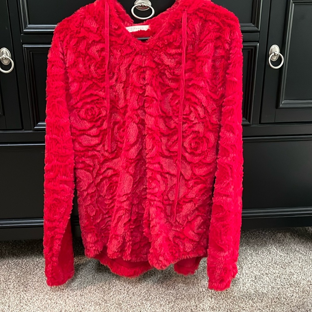 Red fleece hoodie